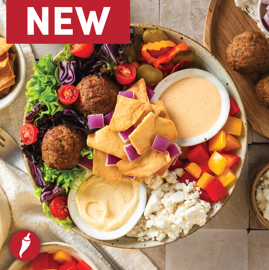 Hummus Crunch Salad with falafel